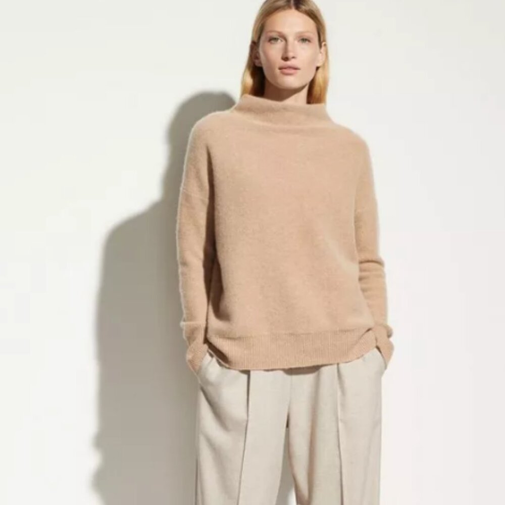 Vince Boiled Cashmere Funnel Neck Pullover - M